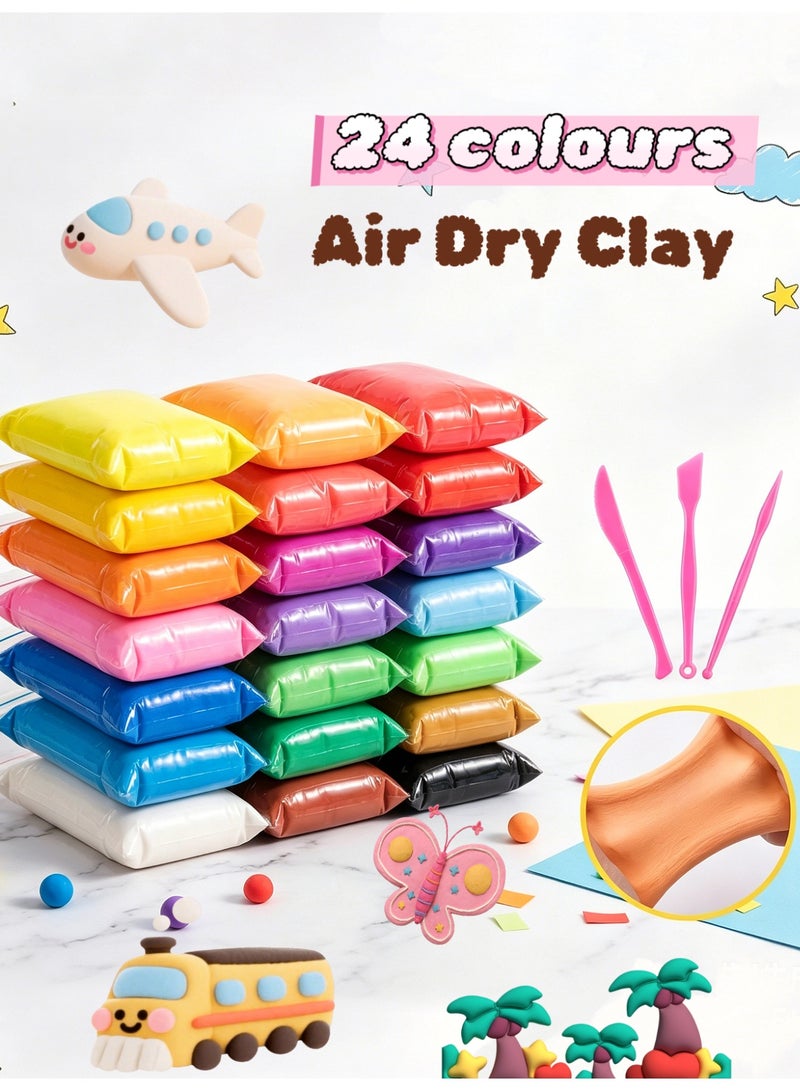Child-safe air-dry clay in 24 vibrant, attractive colors. Best of all, it’s non-sticky, and comes with 3 free clay tools. - Image 1