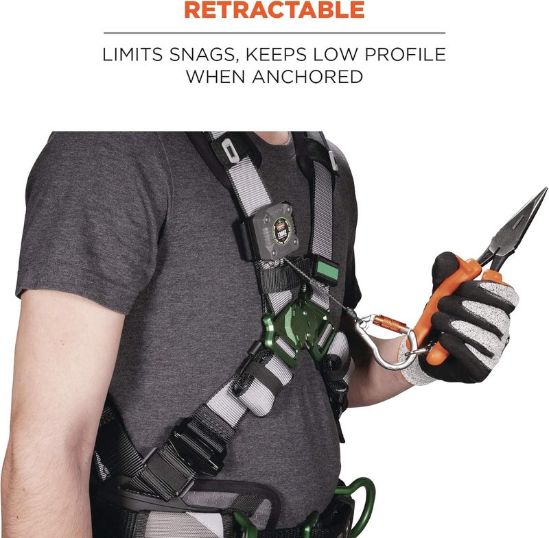 Ergodyne Ergodyne Squids 3002 Retractable Tool Lanyard with Locking Carabiner Straps to Attach to Belt or Harness Gray Standard - Image 4