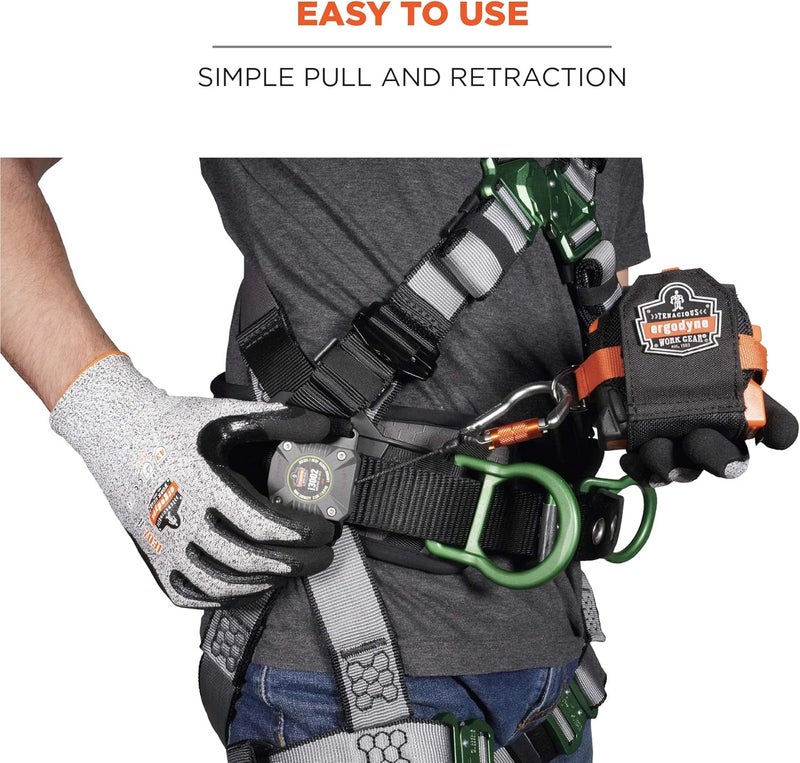 Ergodyne Ergodyne Squids 3002 Retractable Tool Lanyard with Locking Carabiner Straps to Attach to Belt or Harness Gray Standard - Image 5