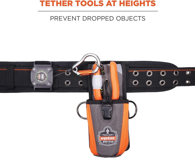 Ergodyne Ergodyne Squids 3002 Retractable Tool Lanyard with Locking Carabiner Straps to Attach to Belt or Harness Gray Standard - Image 2