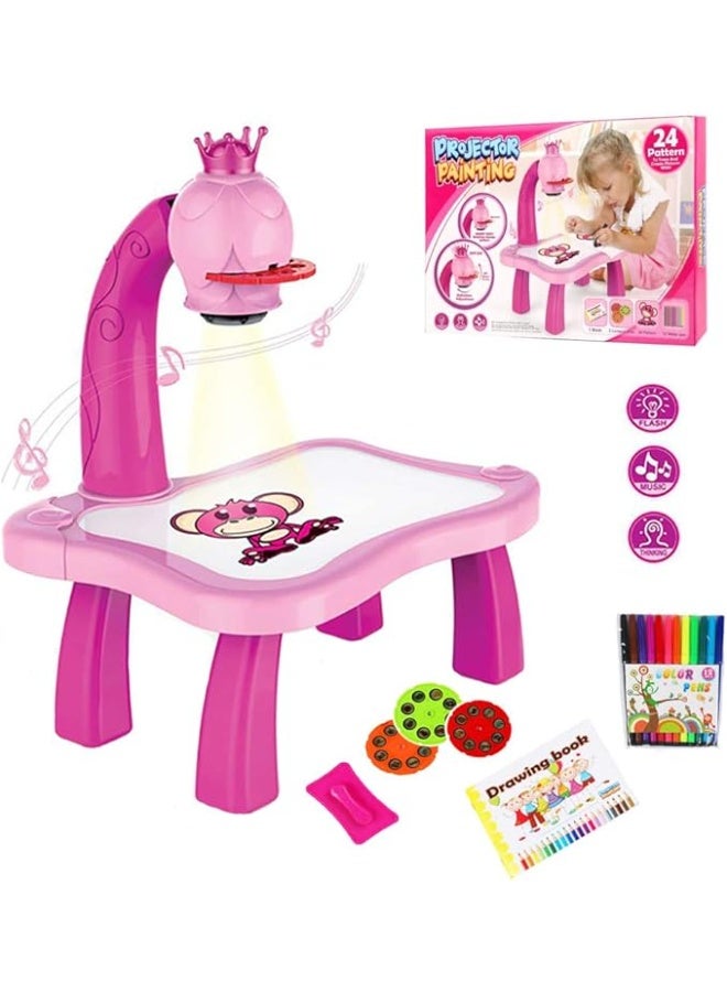 Drawing Projector Table for Kids, Trace and Draw Projector Toy with Light & Music, Children's Smart Projector Painting Sketch Board Set, Learning Drawing Toys for Boys Girls Age 3+ - Image 1