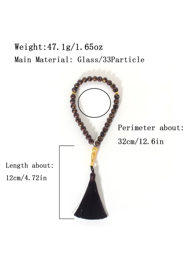 SänHahn - Islamic Tasbih 33 Beads Muslim Rosary Prayer Misbaha Ceremony Dhikr Bead with Decorated Tassels Religious Eid Ramadan Gift - Dark Green - Image 1