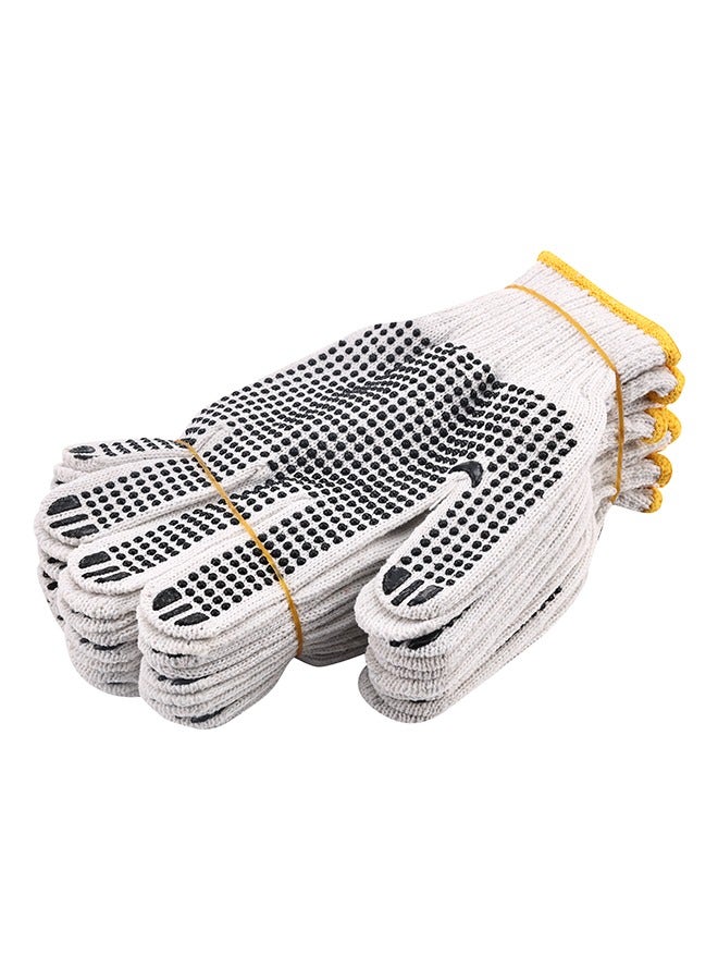 LAWAZIM Gloves - 5 Pairs, 50g, Black & White - Seamless Knit Work Gloves with Dotted Grip, Wrist Protection, Breathable Cotton Fabric - for Construction Mechanics Warehouse Industrial Gardening - Image 3