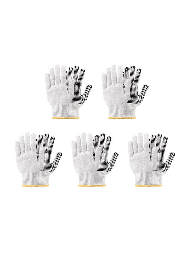 LAWAZIM Gloves - 5 Pairs, 50g, Black & White - Seamless Knit Work Gloves with Dotted Grip, Wrist Protection, Breathable Cotton Fabric - for Construction Mechanics Warehouse Industrial Gardening - Image 2