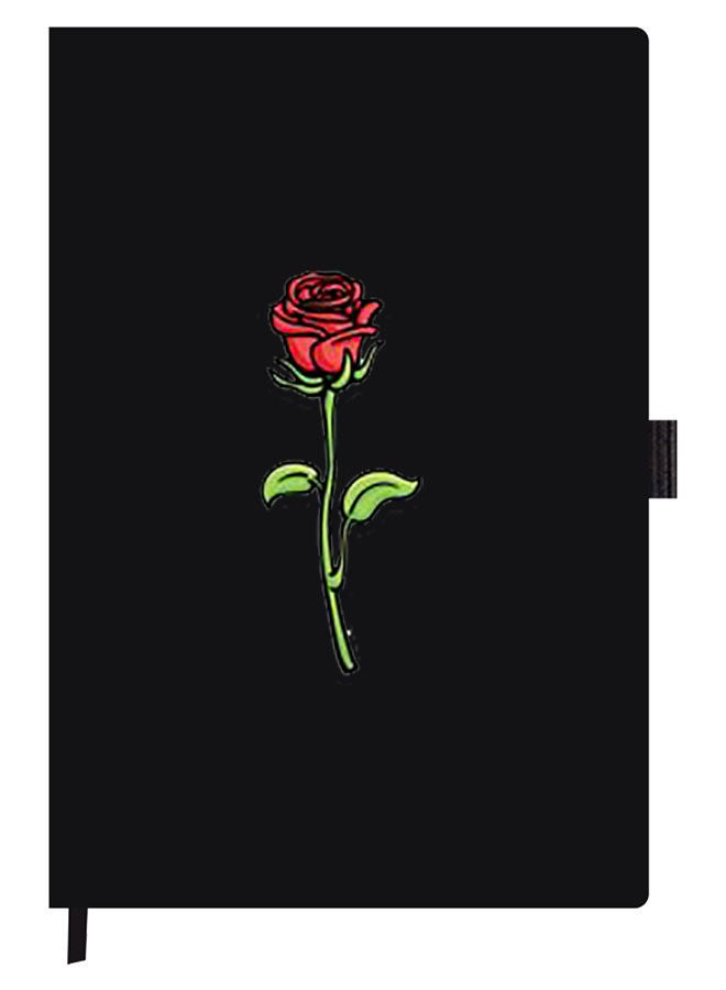 Theodor دفتر مصمم A5 سميك بغلاف أسود مع وردة - Image 1