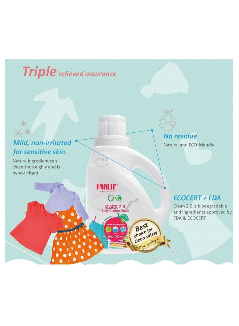 FARLIN Clean 2.0 Baby Clothes Wash With Natural Plants Eco-Friendly Cleansers - 1000ml - Image 4