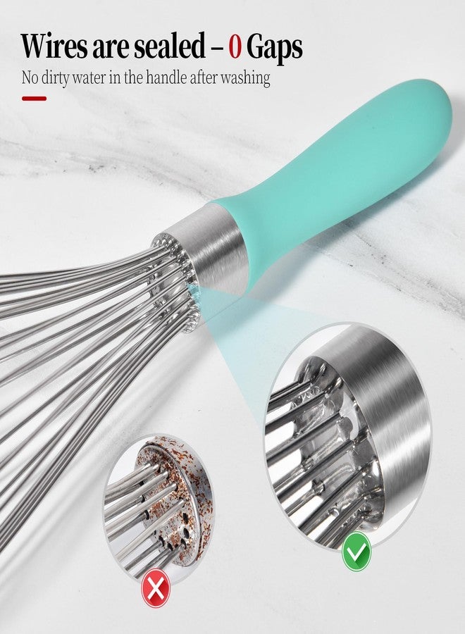 Lilybeam 12inch Kitchen Wire Whisk, 18/10 Stainless Steel Metal Balloon Wisk Heavy Duty Egg Beater whisker Hand Mixer for Cooking, Baking, Mixing, Stirring, Sauce, Flour, chocolate（Large, Aqua Sky） - Image 3