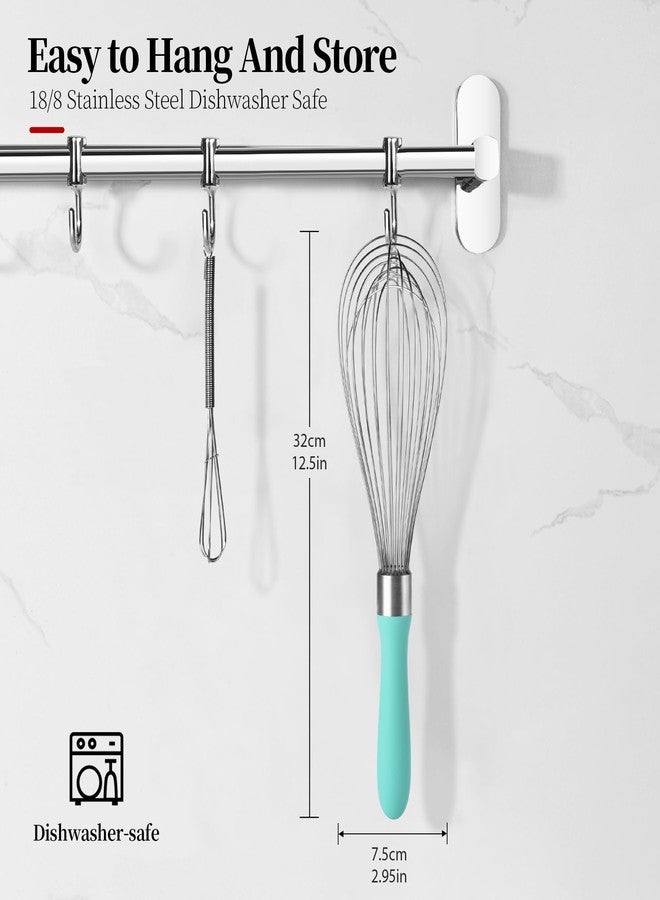 Lilybeam 12inch Kitchen Wire Whisk, 18/10 Stainless Steel Metal Balloon Wisk Heavy Duty Egg Beater whisker Hand Mixer for Cooking, Baking, Mixing, Stirring, Sauce, Flour, chocolate（Large, Aqua Sky） - Image 2