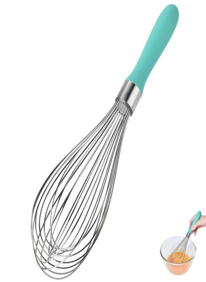 Lilybeam 12inch Kitchen Wire Whisk, 18/10 Stainless Steel Metal Balloon Wisk Heavy Duty Egg Beater whisker Hand Mixer for Cooking, Baking, Mixing, Stirring, Sauce, Flour, chocolate（Large, Aqua Sky） - Image 1