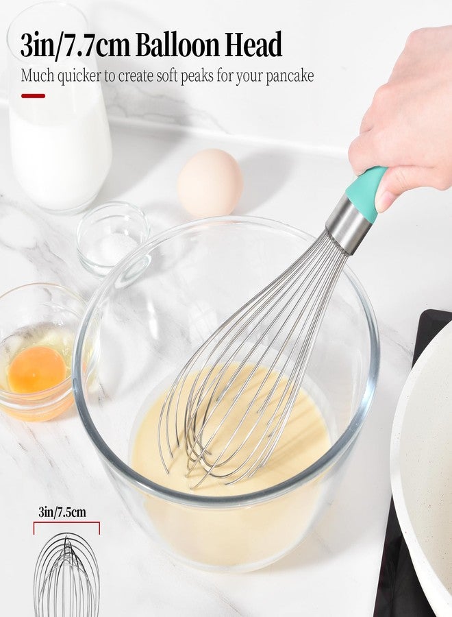 Lilybeam 12inch Kitchen Wire Whisk, 18/10 Stainless Steel Metal Balloon Wisk Heavy Duty Egg Beater whisker Hand Mixer for Cooking, Baking, Mixing, Stirring, Sauce, Flour, chocolate（Large, Aqua Sky） - Image 5