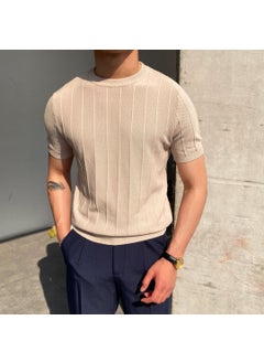 Cool Tarz Cool Style Mink Men's Round Neck Knitted T-Shirt 