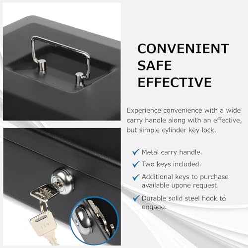 CARL, CUI82012, Bill Tray Steel Security Cash Box, Black 4"x9" - Image 4