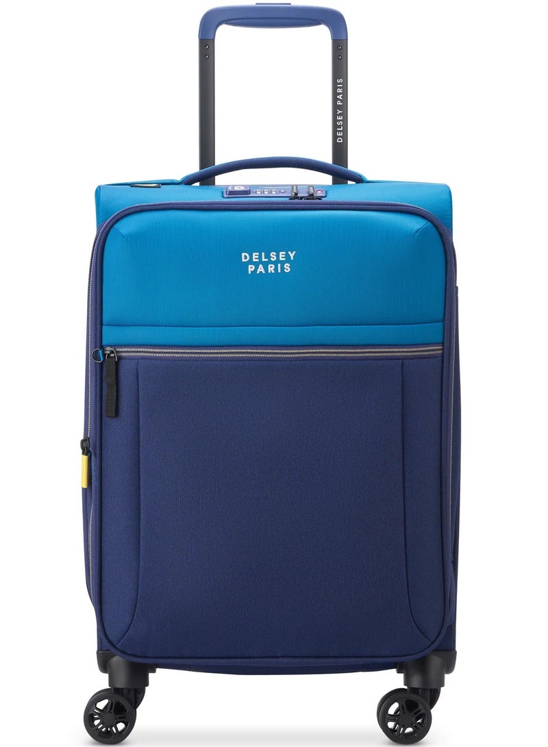 ديلسي _باريس حقيبة ترولي بعجلات مزدوجة قابلة للتوسيع  سم من بروشانت . - أزرق بحري - Image 1
