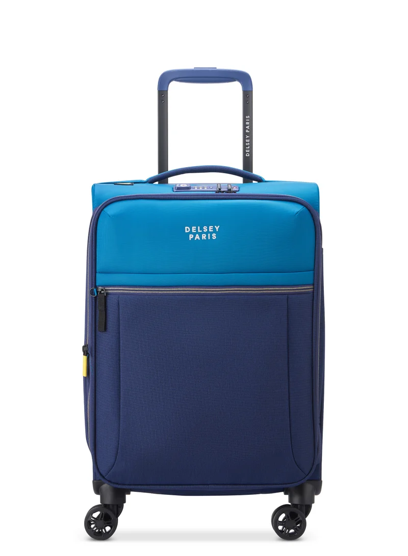 DELSEY Paris Brochant 3.0 55cm Soft Case Expandable 4 Double Wheel Luggage Trolley- Ultramarine Blue
