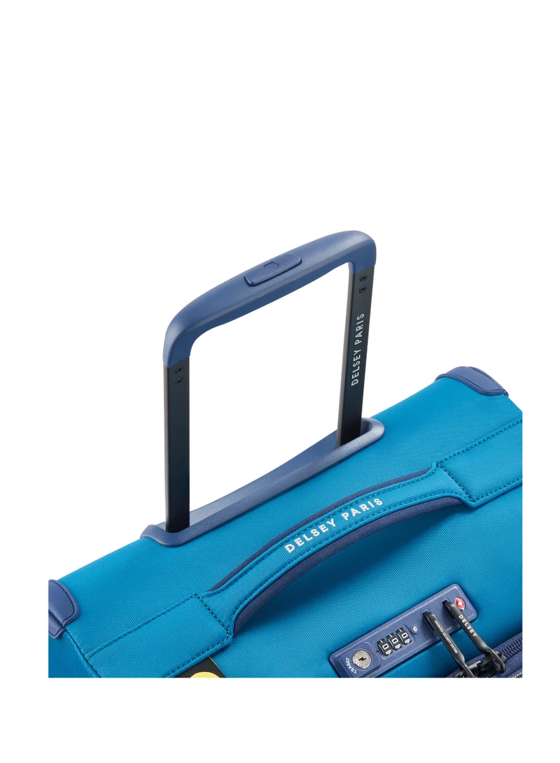 DELSEY Paris Brochant 3.0 55cm Soft Case Expandable 4 Double Wheel Luggage Trolley- Ultramarine Blue