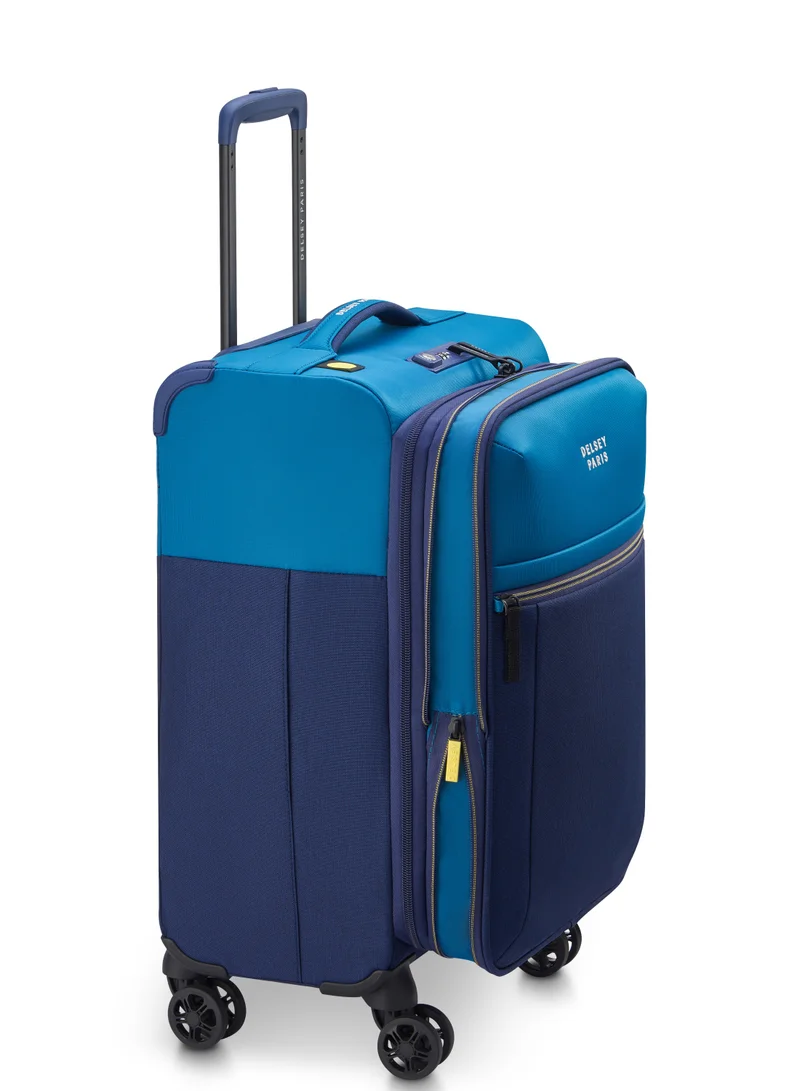 DELSEY Paris Brochant 3.0 55cm Soft Case Expandable 4 Double Wheel Luggage Trolley- Ultramarine Blue