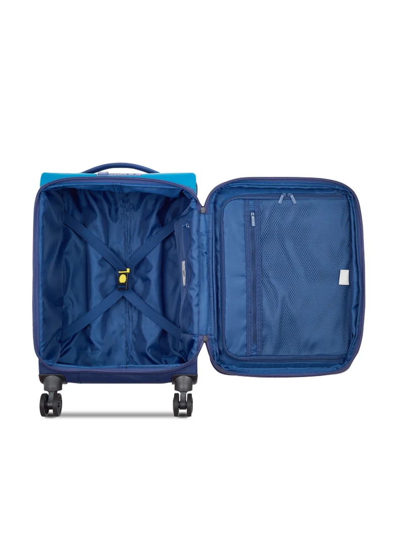 DELSEY Paris Brochant 3.0 55cm Soft Case Expandable 4 Double Wheel Luggage Trolley- Ultramarine Blue