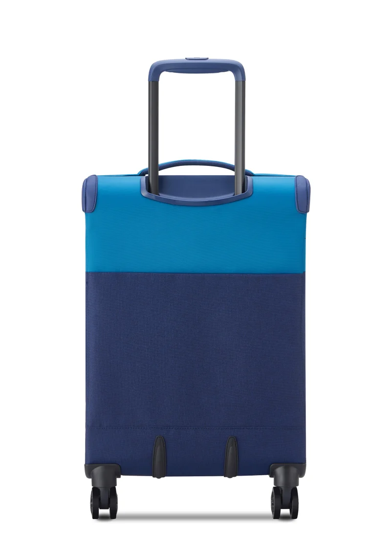 DELSEY Paris Brochant 3.0 55cm Soft Case Expandable 4 Double Wheel Luggage Trolley- Ultramarine Blue