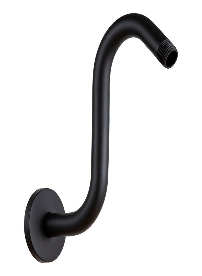 OFFO Shower Head Extension Arm 8 Inch, Matte Black S Shaped Shower Arm with Flange High Rise Goose Neck Shower Arm Extension - Image 1