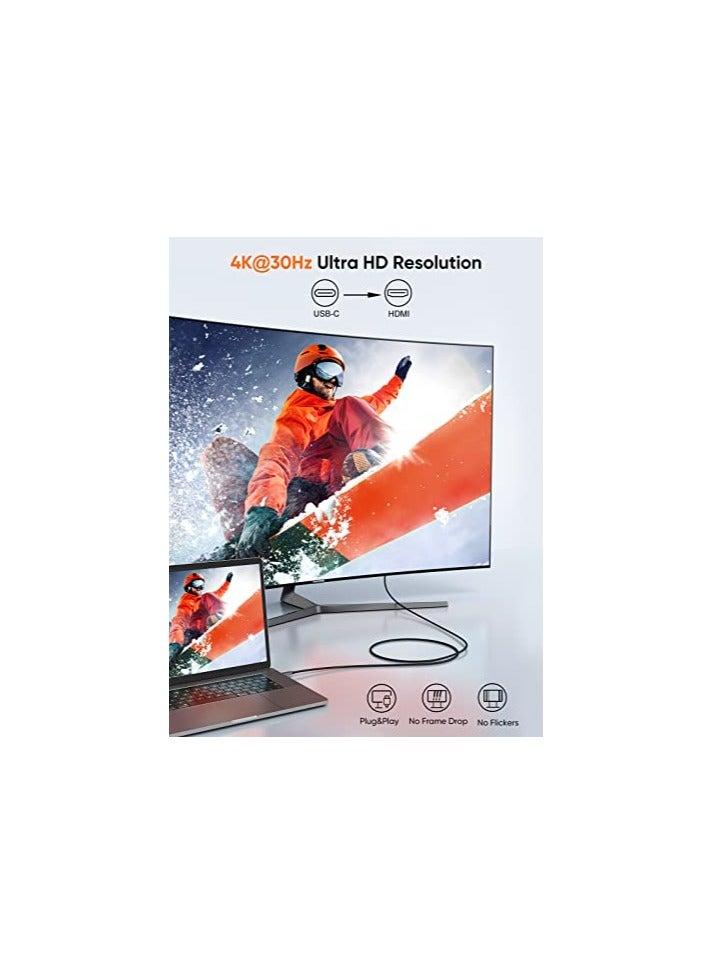 CableCreation USB C to HDMI Cable for Home Office 4K 6FT, Braided USB Type C to HDMI Cable [Thunderbolt 3 Compatible], for MacBook/Pro/Air, iPad Pro 2020, Surface Book 2, Galaxy S20/S10, Aluminum - Image 2