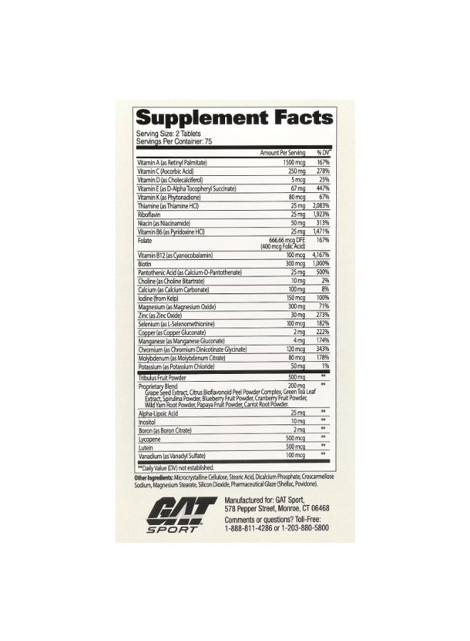جي أيه تي سبورت جات سبورت للرجال، متعدد الفيتامينات + اختبار، ١٥٠ قرصًا | فيتامينات متعددة مع دعم التستوستيرون | طاقة وحيوية وصحة مناعية | إمداد لمدة ٧٥ يومًا - Image 4