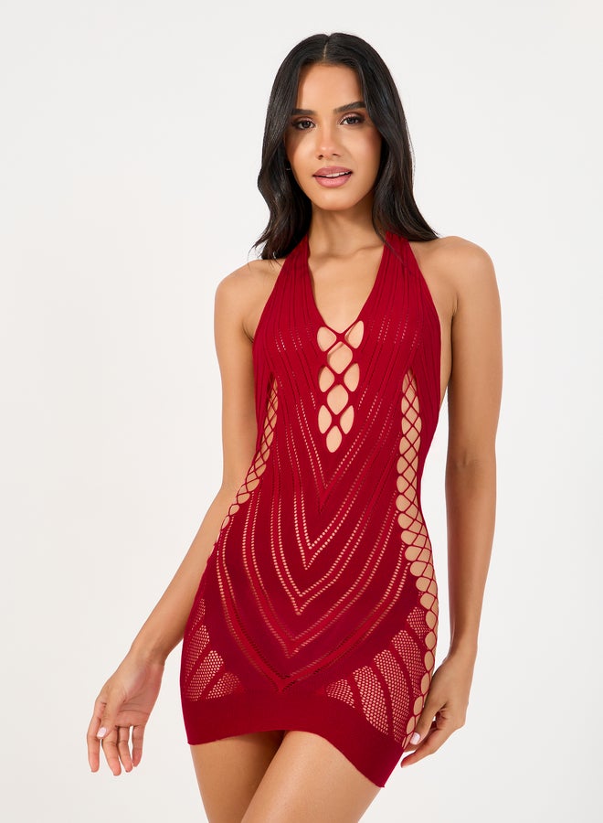 Styli V Detail Cut Out Bodycon Slip Dress - Image 1