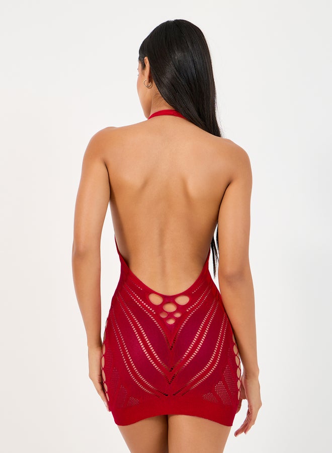 Styli V Detail Cut Out Bodycon Slip Dress - Image 3