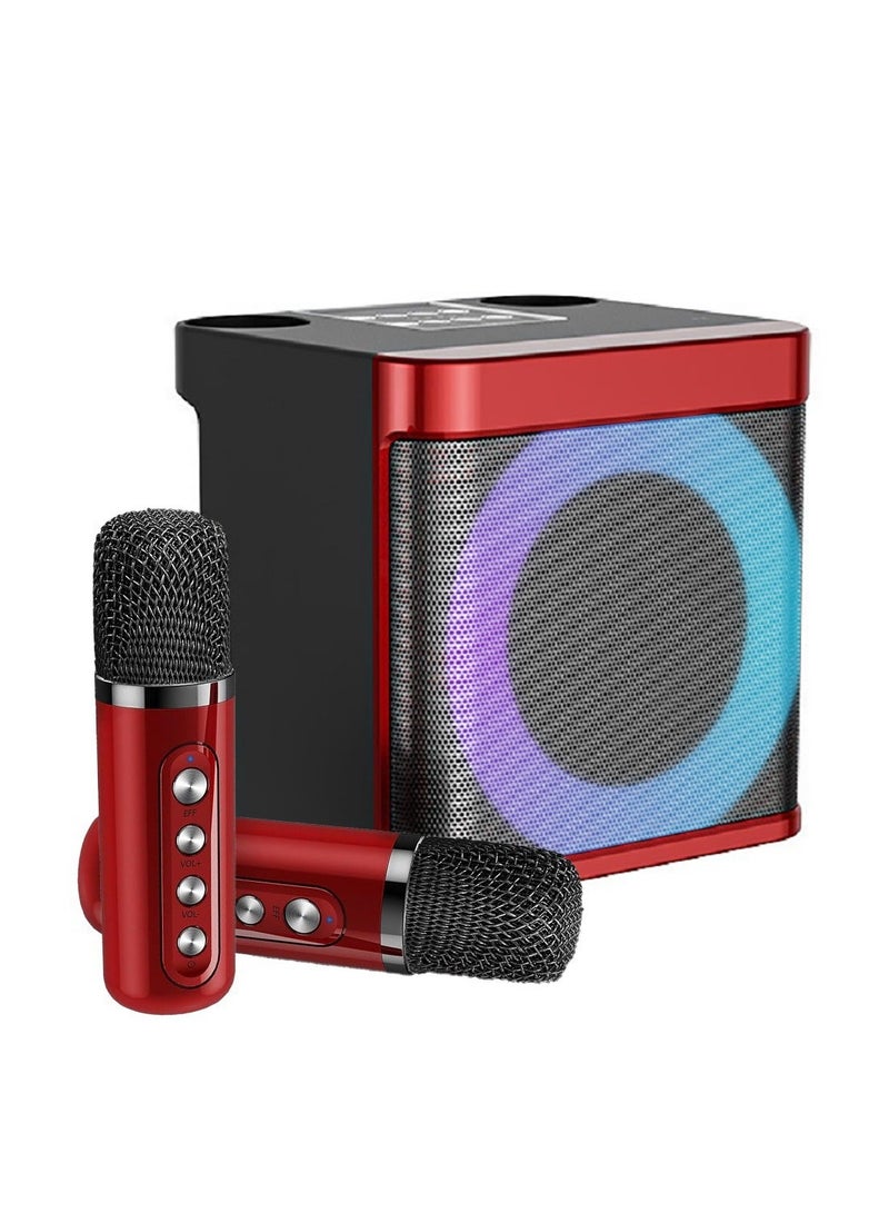 Mini Portable Karaoke Machine Bluetooth Speaker with Wireless Microphone RGB Lighting - Image 1