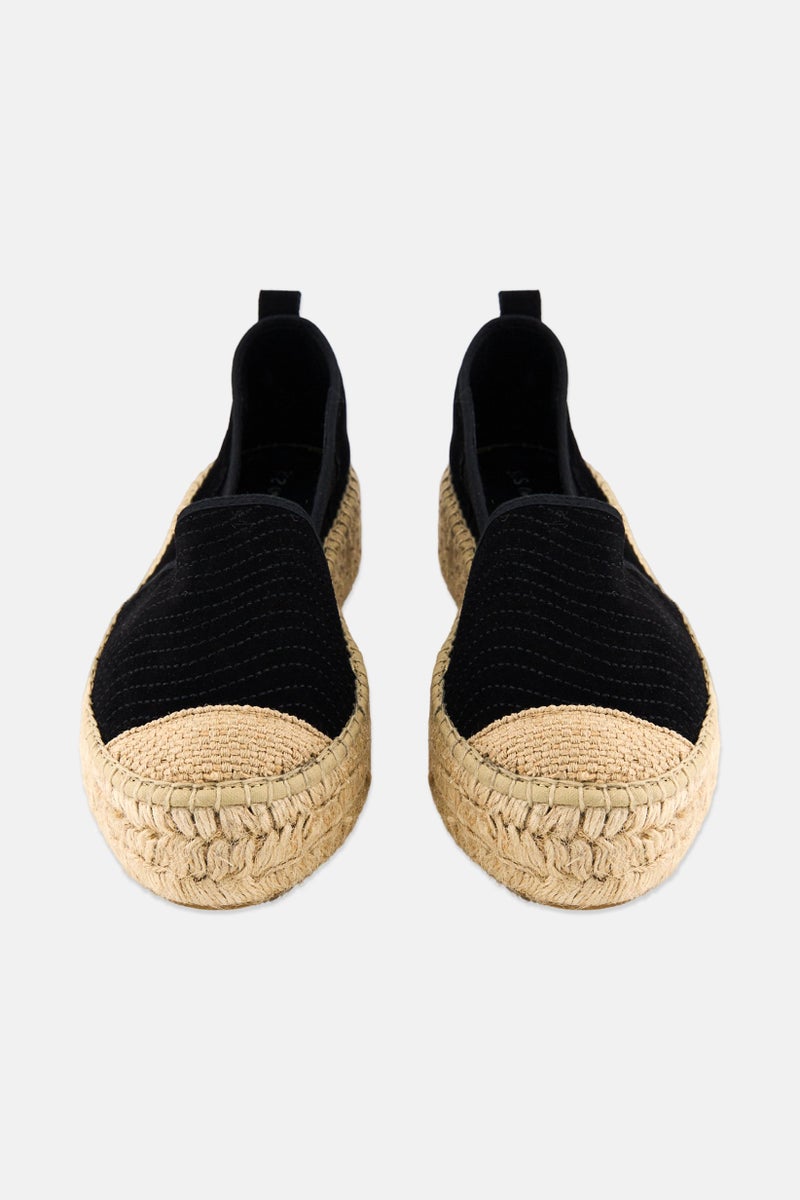 SALSA Women Espadrilles Suede Slip On Shoes, Black - Image 4