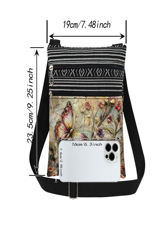 XiaoGalaee Pink Butterfly Floral Print Crossbody Bag Adult Messenger Bag Daily Use Purse Outdoor Travel Wallet Christmas Birthday Present for Butterfly Lover - Image 4