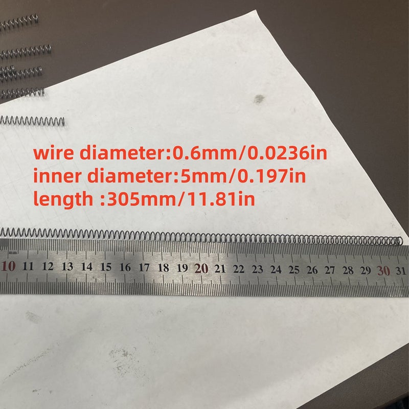زنبرك ضغط بقطر سلك 0.6 مم وقطر خارجي 5 مم وطول 305 مم لمشاريع DIY وتجميع الألعاب واستبدال الأجزاء الكهربائية والصيانة اليومية. - Image 2
