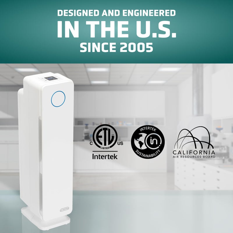 GermGuardian Air Purifier for Home with HEPA Pure Filter, for Wildfire Smoke, Pet Dander, Pollen, Odors, Large Rooms Up To 870 Sq. Ft., Removes 99.97% Pollutants, UV-C Light, 28", AC5350W, White - Image 5