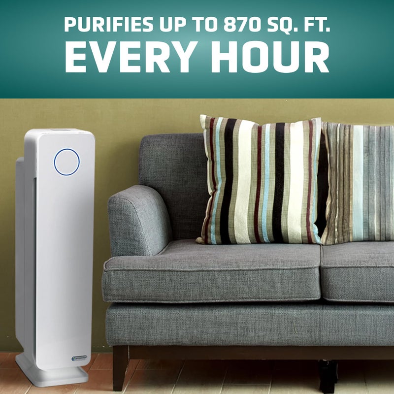 GermGuardian Air Purifier for Home with HEPA Pure Filter, for Wildfire Smoke, Pet Dander, Pollen, Odors, Large Rooms Up To 870 Sq. Ft., Removes 99.97% Pollutants, UV-C Light, 28", AC5350W, White - Image 3