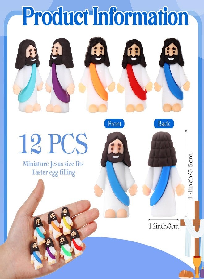 Bememo بيميمو 12 قطعة تمثال يسوع الصغير ألعاب مطاطية أصلية للجيب للاختباء والبحث مسيرة من أجل يسوع هدايا حفلات دينية هدايا مدرسة الأحد هدايا المعمودية (ألوان قوس قزح) - Image 2