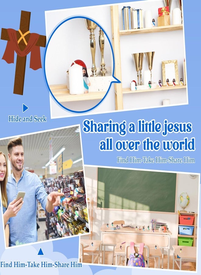 Bememo بيميمو 12 قطعة تمثال يسوع الصغير ألعاب مطاطية أصلية للجيب للاختباء والبحث مسيرة من أجل يسوع هدايا حفلات دينية هدايا مدرسة الأحد هدايا المعمودية (ألوان قوس قزح) - Image 4