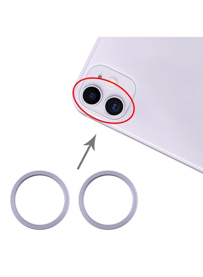 erorex 2 PCS Rear Camera Glass Lens Metal Protector Hoop Ring for iPhone 11(Purple) - Image 1
