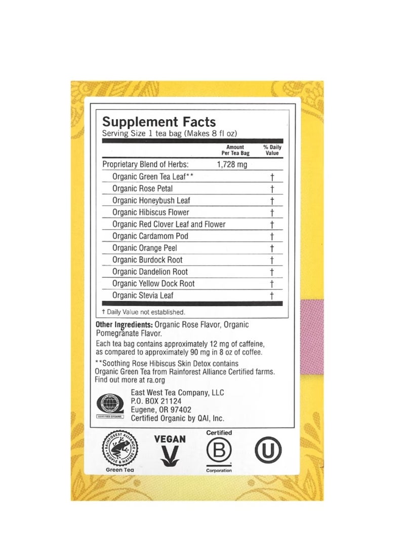 Yogi Tea Skin DeTox Soothing Rose Hibiscus 16 Tea Bags 1.12 oz (32 g) - Image 2