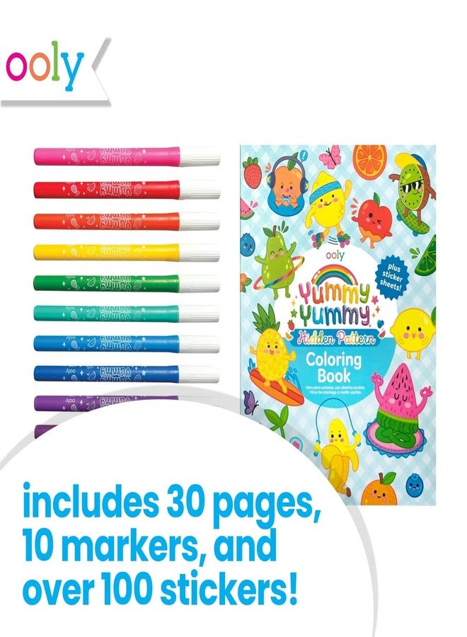 Ooly Yummy Yummy Coloring Kit Includes 10 Scented Markers, Over 100 Scented Stickers, and 30 Pages of Hidden Pattern Coloring Book, Perfect Airplane Travel Set and Creative Play - Image 2