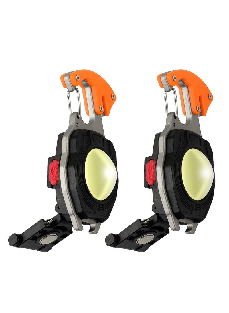 Mini Portable Work Light 800 Lumen Rechargeable Torch Keyring Inspection Lights with Bottle Opener, Magnetic Base, for Camping/Repairing/Emergency (2 Pieces) - Image 1