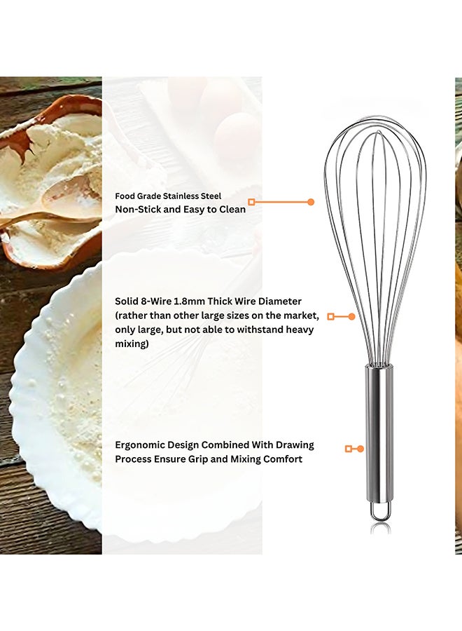 Feelings خلاط يدوي من الفولاذ المقاوم للصدأ لخفق البيض والخبز (20 بوصة) - Image 4