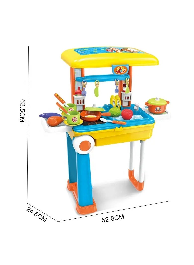 2 in 1 Pretend Play Kitchen Suitcase Toy Happy Kitchen Toys Cooking Play Set - Image 3