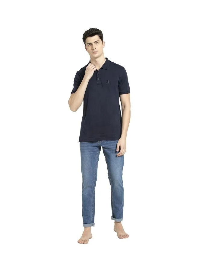 Jockey Navy 3912 Men Super Combed Cotton Rich Solid Half Sleeve Polo T Shirt for Men | Best Price UAE