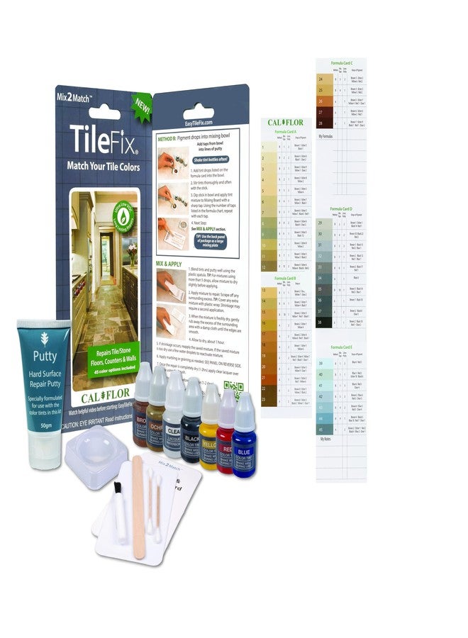 CalFlor TileFix Mix2Match Tile & Stone Repair Kit - Ceramic, Porcelain, Marble & Stone - 45 Color Formulas - Image 1