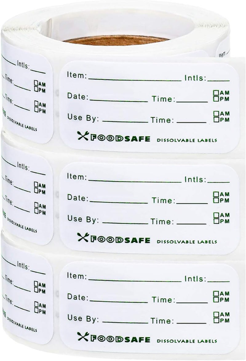 Outus 750 قطعة ملصقات الطعام للحاويات 1 × 2 بوصة ملصقات تاريخ انتهاء الصلاحية مقاومة للماء زيت تحضير الوجبات ملصقات تخزين الطعام القابلة للذوبان شريط الفريزر سهل الكتابة للاستخدام المنزلي والمطاعم - Image 1