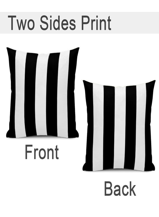 Qwalnely 2 Sets Striped Decorative Throw Pillow Covers, 18x18 Inch for Living Room Couch Bed Sofa, Black and White Striped Home Decor, Soft Cushion Case - Image 2