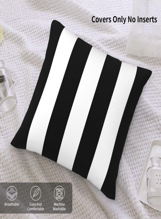Qwalnely 2 Sets Striped Decorative Throw Pillow Covers, 18x18 Inch for Living Room Couch Bed Sofa, Black and White Striped Home Decor, Soft Cushion Case - Image 5
