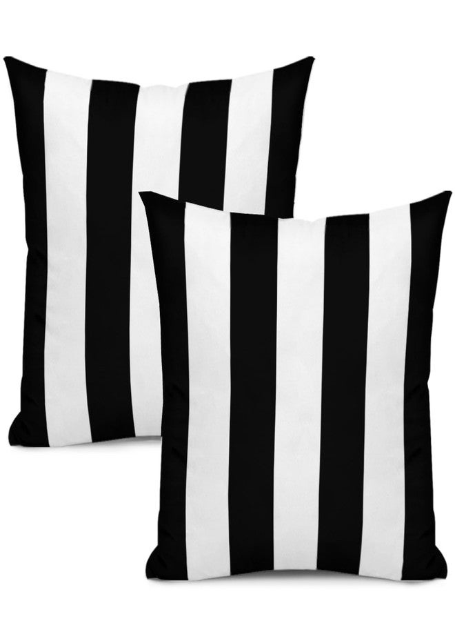 Qwalnely 2 Sets Striped Decorative Throw Pillow Covers, 18x18 Inch for Living Room Couch Bed Sofa, Black and White Striped Home Decor, Soft Cushion Case - Image 1