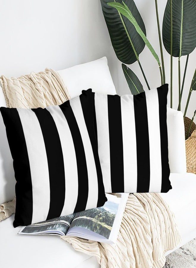 Qwalnely 2 Sets Striped Decorative Throw Pillow Covers, 18x18 Inch for Living Room Couch Bed Sofa, Black and White Striped Home Decor, Soft Cushion Case - Image 3