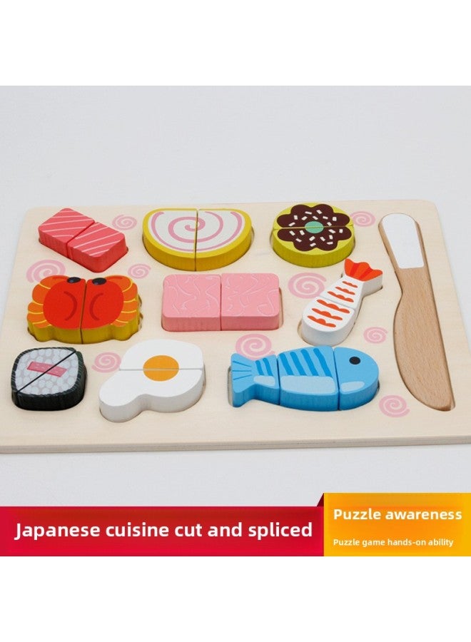 Children's Educational Wooden Magnetic Fruit Cutting Toy Fruit Vegetable Cutting Watching Playhouse Kitchen Toy Cutting-Color:Japanese Cuisine, Cut To The Plate  - Image 1