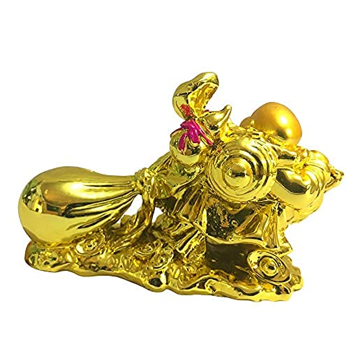 RIPE INDIA Ripe India Feng Shui Happy Man Laughing Buddha Drag The Money Potli Figurine Golden Statue Gift Showpiece Decorative Showpiece Polyresin Gold - Image 2
